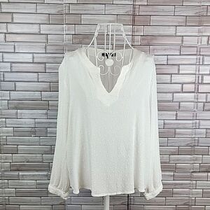 Gibsonlook long sleeve summer white blouse Size L